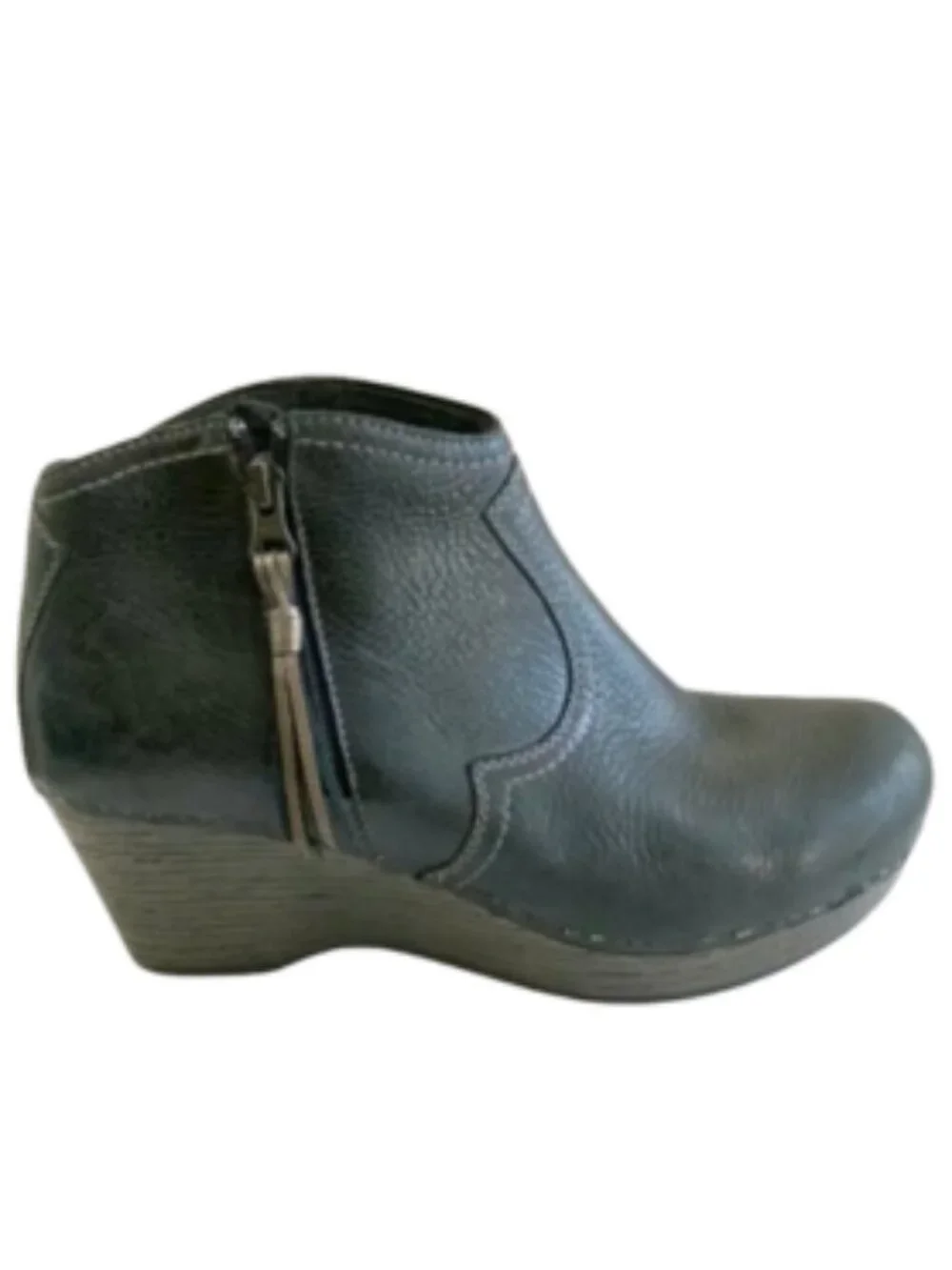 Dansko SALE! Wedge Ankle Boots Veronica Black Leather Tassel, size 40, 9-9 1/2